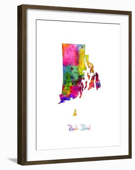 Rhode Island Watercolor Map-Michael Tompsett-Framed Art Print
