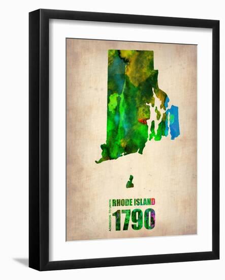 Rhode Island Watercolor Map-NaxArt-Framed Art Print