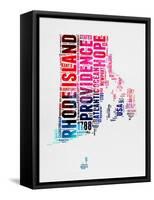 Rhode Island Watercolor Word Cloud-NaxArt-Framed Stretched Canvas