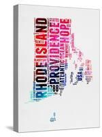 Rhode Island Watercolor Word Cloud-NaxArt-Stretched Canvas