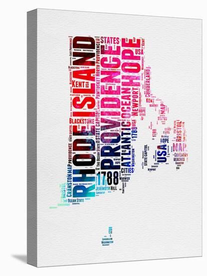 Rhode Island Watercolor Word Cloud-NaxArt-Stretched Canvas