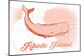 Rhode Island - Whale - Coral - Coastal Icon-Lantern Press-Mounted Art Print