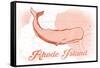 Rhode Island - Whale - Coral - Coastal Icon-Lantern Press-Framed Stretched Canvas