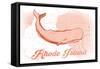 Rhode Island - Whale - Coral - Coastal Icon-Lantern Press-Framed Stretched Canvas