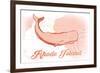 Rhode Island - Whale - Coral - Coastal Icon-Lantern Press-Framed Premium Giclee Print