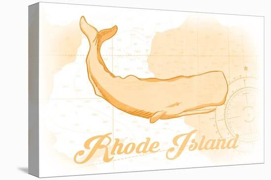 Rhode Island - Whale - Yellow - Coastal Icon-Lantern Press-Stretched Canvas