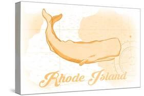 Rhode Island - Whale - Yellow - Coastal Icon-Lantern Press-Stretched Canvas