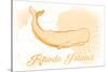 Rhode Island - Whale - Yellow - Coastal Icon-Lantern Press-Stretched Canvas