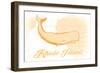 Rhode Island - Whale - Yellow - Coastal Icon-Lantern Press-Framed Art Print