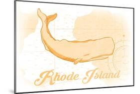 Rhode Island - Whale - Yellow - Coastal Icon-Lantern Press-Mounted Art Print