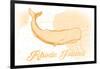 Rhode Island - Whale - Yellow - Coastal Icon-Lantern Press-Framed Art Print