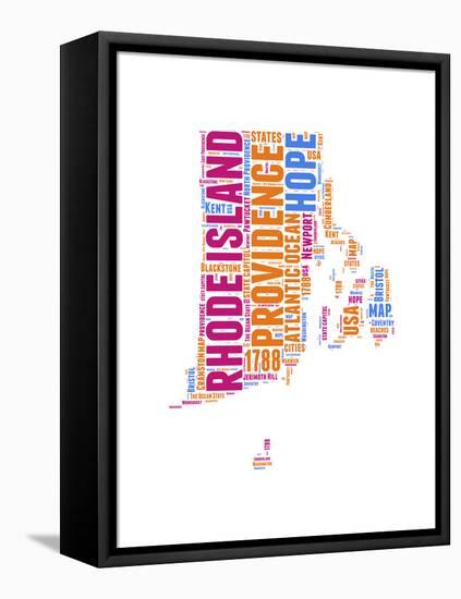 Rhode Island Word Cloud Map-NaxArt-Framed Stretched Canvas