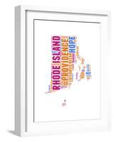 Rhode Island Word Cloud Map-NaxArt-Framed Art Print