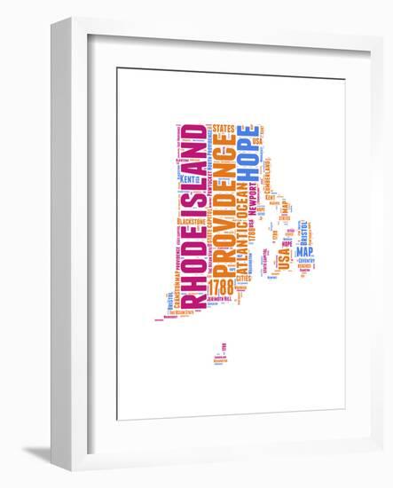 Rhode Island Word Cloud Map-NaxArt-Framed Art Print