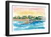 Rhodes Greece Waterfront with Grandmaster Palace-M. Bleichner-Framed Premium Giclee Print