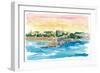 Rhodes Greece Waterfront with Grandmaster Palace-M. Bleichner-Framed Premium Giclee Print