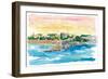 Rhodes Greece Waterfront with Grandmaster Palace-M. Bleichner-Framed Art Print
