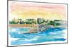 Rhodes Greece Waterfront with Grandmaster Palace-M. Bleichner-Mounted Art Print