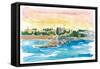 Rhodes Greece Waterfront with Grandmaster Palace-M. Bleichner-Framed Stretched Canvas