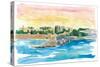 Rhodes Greece Waterfront with Grandmaster Palace-M. Bleichner-Stretched Canvas