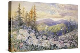 Rhododendrons and Butterflies-Marion Ellis Rowan-Stretched Canvas