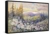 Rhododendrons and Butterflies-Marion Ellis Rowan-Framed Stretched Canvas