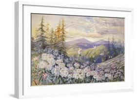 Rhododendrons and Butterflies-Marion Ellis Rowan-Framed Giclee Print