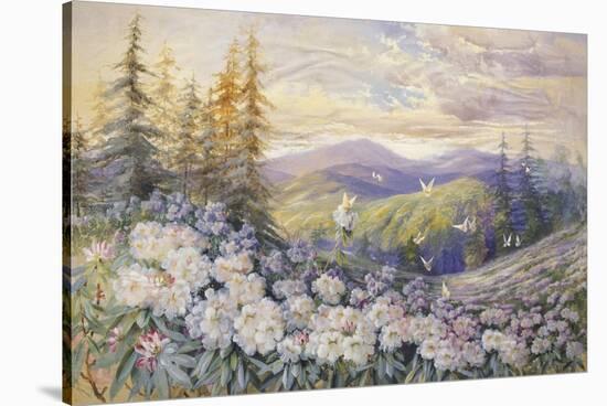 Rhododendrons and Butterflies-Marion Ellis Rowan-Stretched Canvas