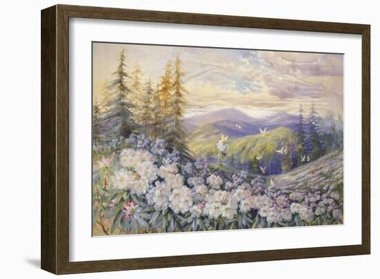 Rhododendrons and Butterflies-Marion Ellis Rowan-Framed Giclee Print