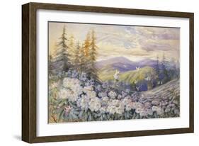 Rhododendrons and Butterflies-Marion Ellis Rowan-Framed Giclee Print