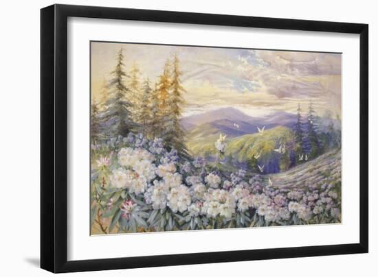 Rhododendrons and Butterflies-Marion Ellis Rowan-Framed Giclee Print