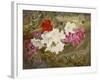 Rhododendrons with Bumble-Bee on an Ivy-Clad Ledge-Thomas Worsey-Framed Giclee Print