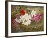 Rhododendrons with Bumble-Bee on an Ivy-Clad Ledge-Thomas Worsey-Framed Giclee Print