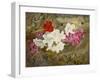 Rhododendrons with Bumble-Bee on an Ivy-Clad Ledge-Thomas Worsey-Framed Giclee Print