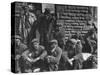 Rhondda Valley Miners Waiting For Their Bus-William Vandivert-Stretched Canvas