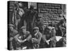 Rhondda Valley Miners Waiting For Their Bus-William Vandivert-Stretched Canvas