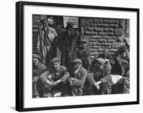 Rhondda Valley Miners Waiting For Their Bus-William Vandivert-Framed Photographic Print