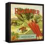 Rhubarb Fruit Label-null-Framed Stretched Canvas