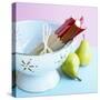 Rhubarb in a Colander, Pears Beside It-Dave King-Stretched Canvas