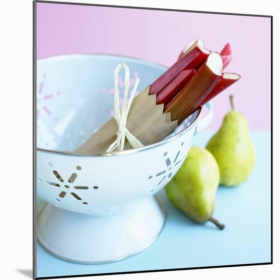 Rhubarb in a Colander, Pears Beside It-Dave King-Mounted Photographic Print