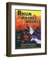 Rhum des Roches Noires Brand Rum Label-Lantern Press-Framed Art Print