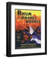 Rhum des Roches Noires Brand Rum Label-Lantern Press-Framed Art Print