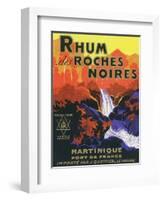 Rhum des Roches Noires Brand Rum Label-Lantern Press-Framed Art Print