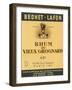 Rhum du Vieux Grognard Bedhet-Lafon Brand Rum Label-Lantern Press-Framed Art Print