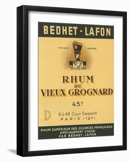 Rhum du Vieux Grognard Bedhet-Lafon Brand Rum Label-Lantern Press-Framed Art Print