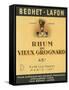 Rhum du Vieux Grognard Bedhet-Lafon Brand Rum Label-Lantern Press-Framed Stretched Canvas