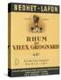 Rhum du Vieux Grognard Bedhet-Lafon Brand Rum Label-Lantern Press-Stretched Canvas