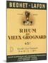 Rhum du Vieux Grognard Bedhet-Lafon Brand Rum Label-Lantern Press-Mounted Art Print