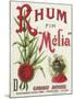 Rhum fin Melia Garanti Naturel Brand Rum Label-Lantern Press-Mounted Art Print