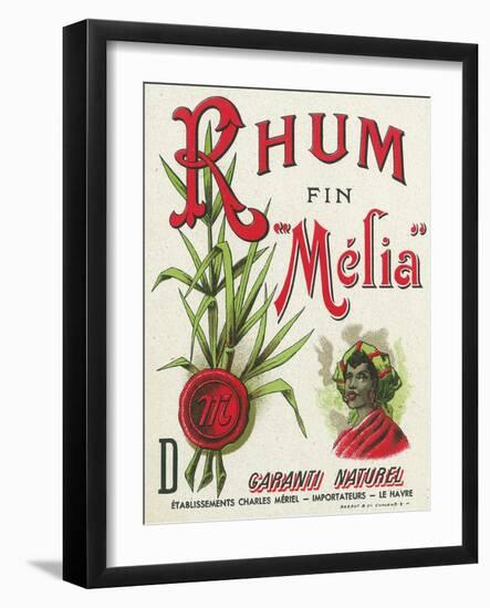 Rhum fin Melia Garanti Naturel Brand Rum Label-Lantern Press-Framed Art Print